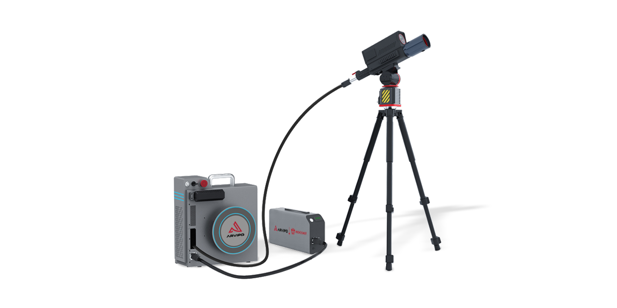 Estructura del RFE-500B: unidad principal, batería, cabezal pan-tilt y dispositivo de emisión